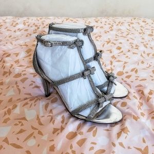 Silver Glitter Bow Heels